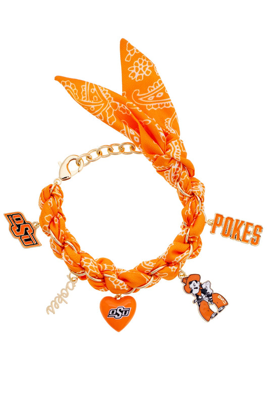 Oklahoma State Cowboys Bandana Charm Bracelet