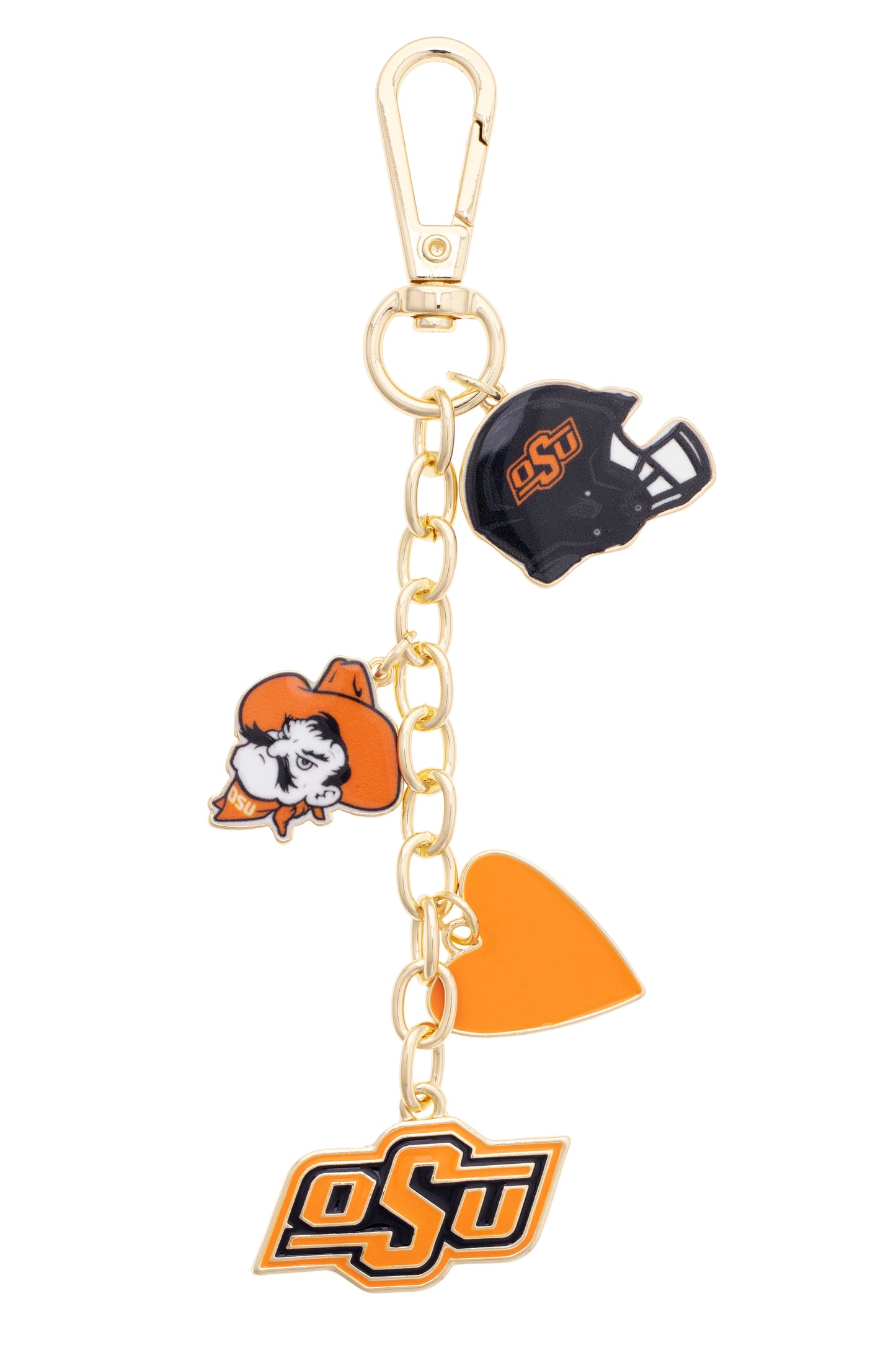 Oklahoma State Cowboys Heart Cluster Bag Charm