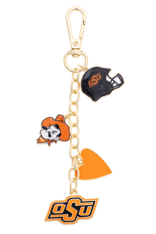 Oklahoma State Cowboys Heart Cluster Bag Charm