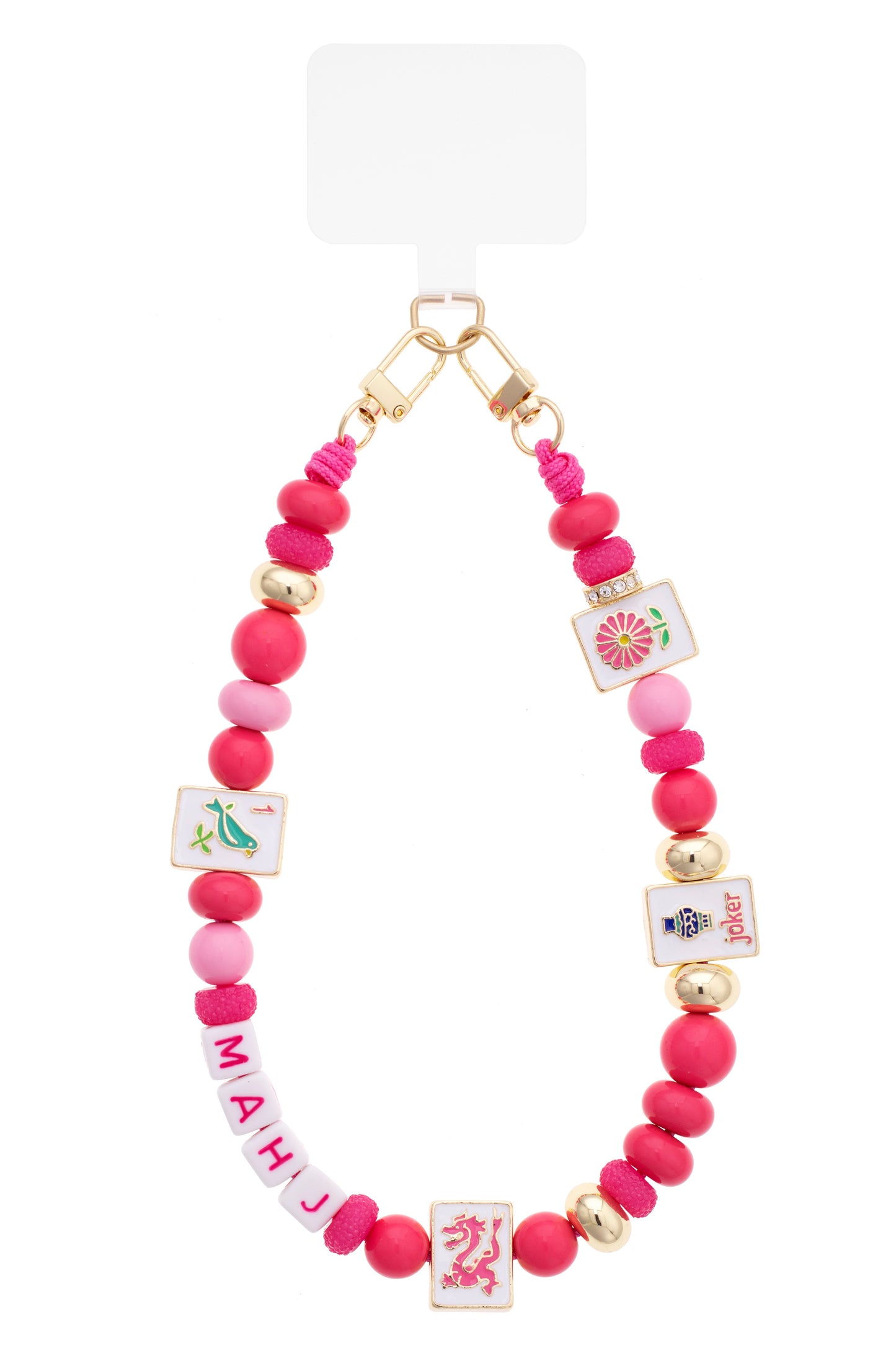 MAJ Mahjong Beaded Wristlet - Fuchsia