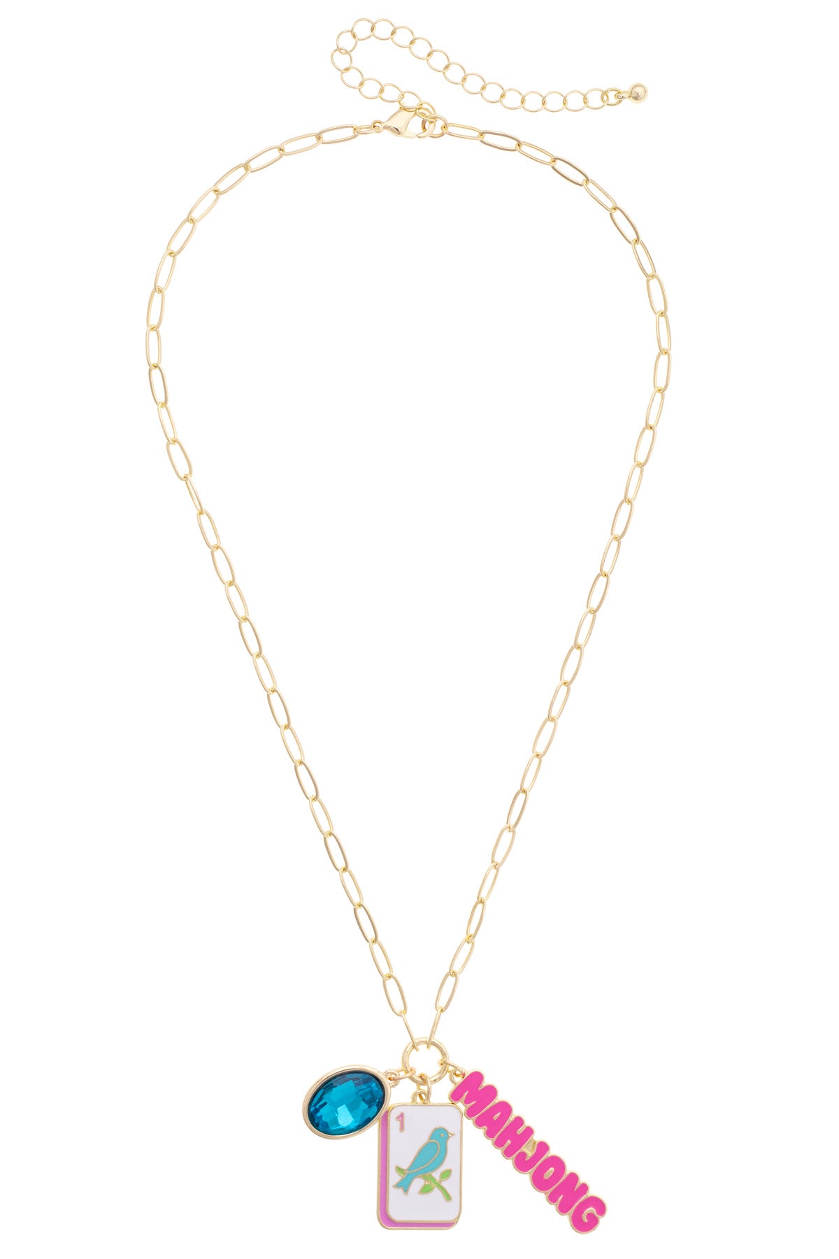 Bird Bam Cluster Charm Necklace - Shiny Gold