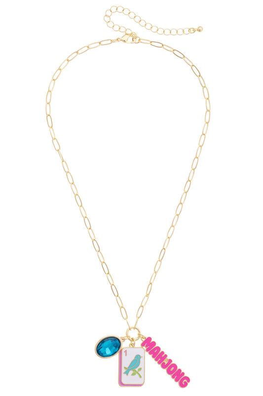 Bird Bam Cluster Charm Necklace - Shiny Gold