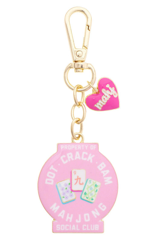 Dot Crack Bam Social Club Enamel Bag Charm - Light Pink