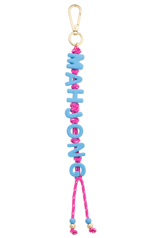 Mahjong Letter Bag Charm - Aqua and Light Pink
