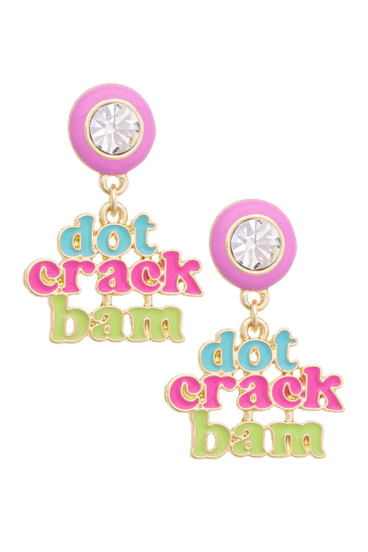 Dot Crack Bam Enamel Bezel Earrings - Lilac