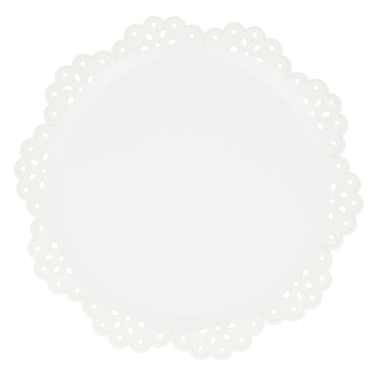 Dinner Plates - Broderie Anglaise Lace - White