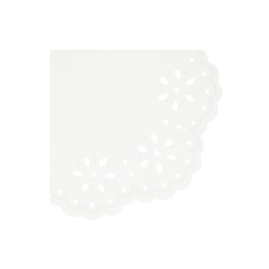 Large Napkins - Broderie Anglaise Lace - White