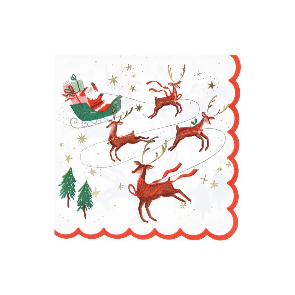 Santa, Sleigh & Reindeer Large Napkins