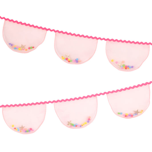 Pink Organza Pompom Garland