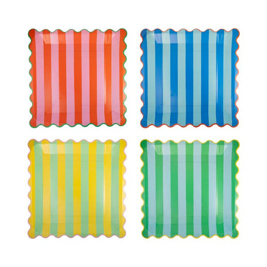 Scalloped Plates - Striped Set