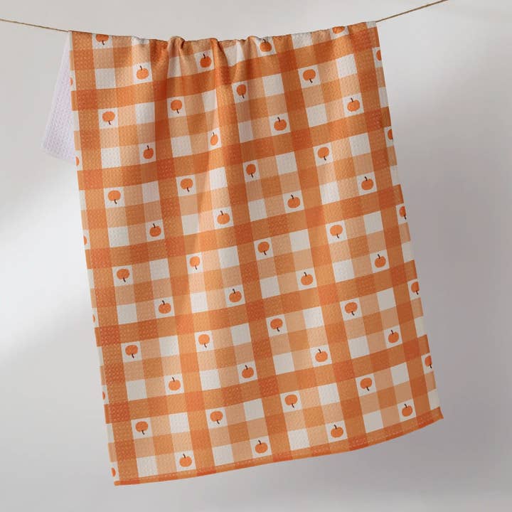 Pumpkin Check Tea Towel