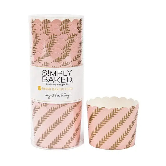 Large Baking Cups - Pink Gold Leaf