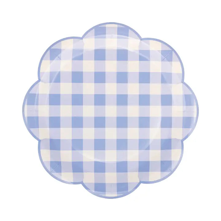 Scalloped Plates - Blue Gingham