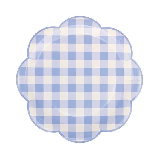 Scalloped Plates - Blue Gingham