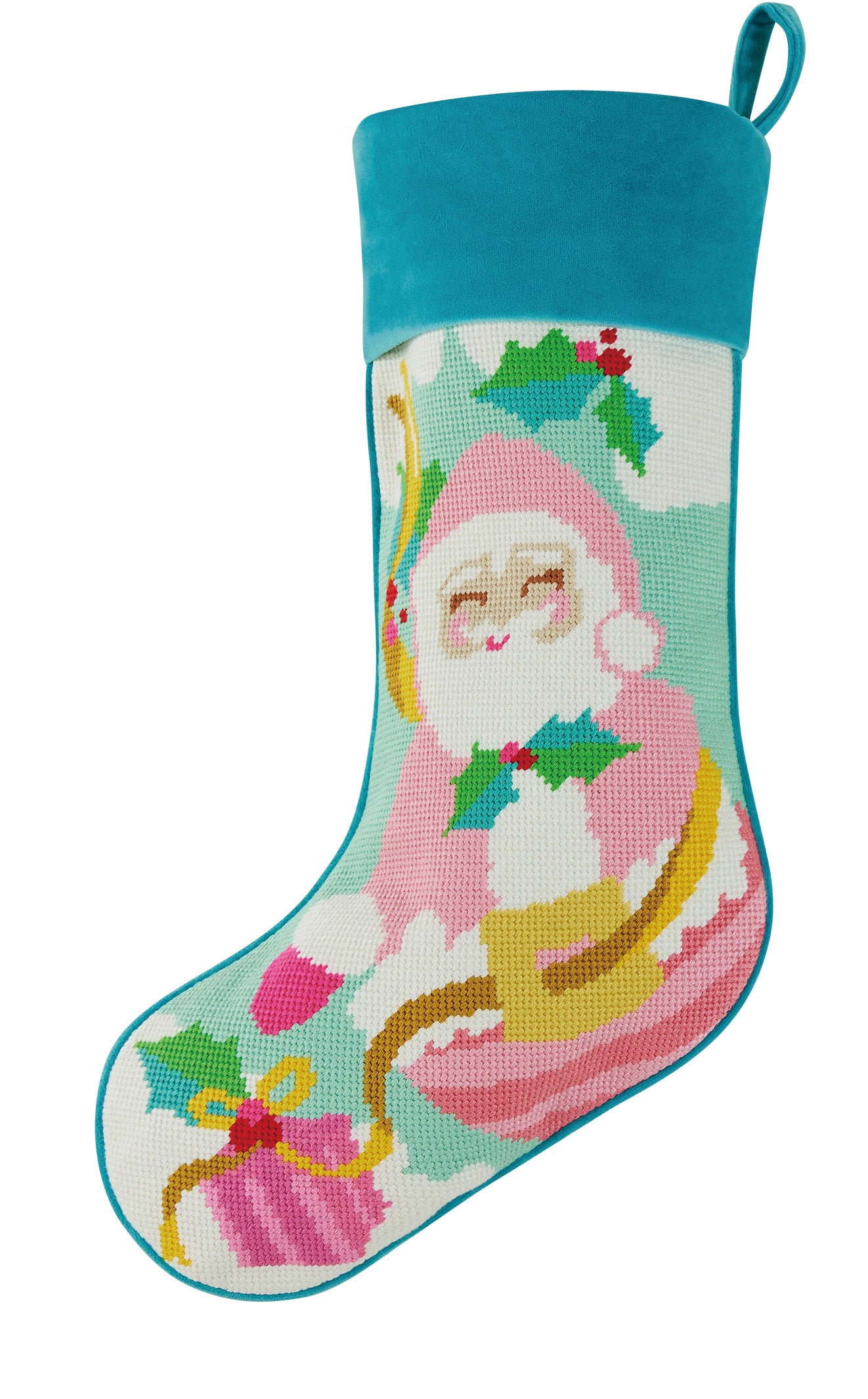 Embroidered Needlepoint Stocking - Papa Noel