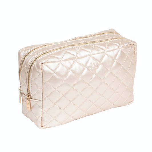 2-Way Toiletry Bag - Champagne Quilted
