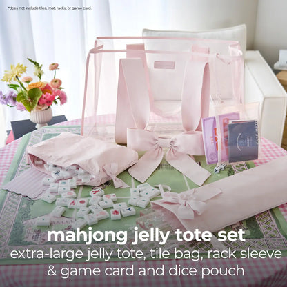 Mahjong Jelly Tote Set - Ballet Pink Bow