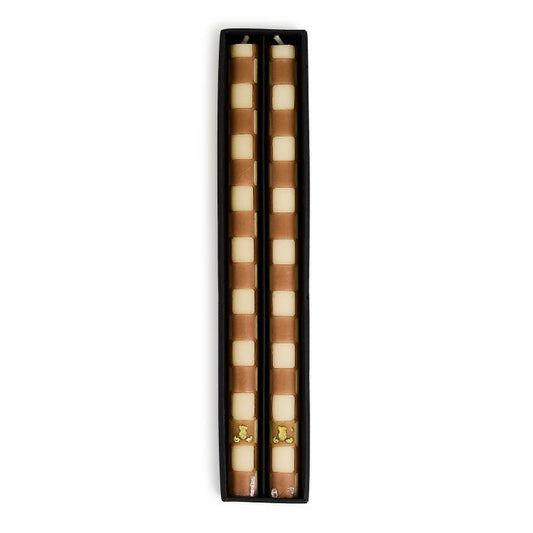 Check Dinner Candles - Mocha - Set of 2