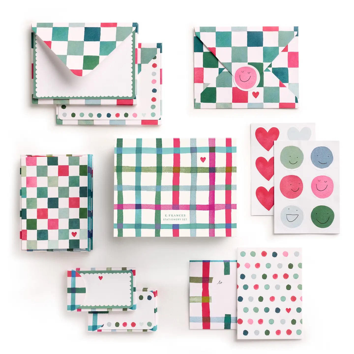 Happy Plaid Stationery Gift Box Set, 24 Pieces