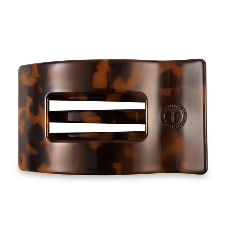 Large Flat Rectangle Hair Clip - Tortoise