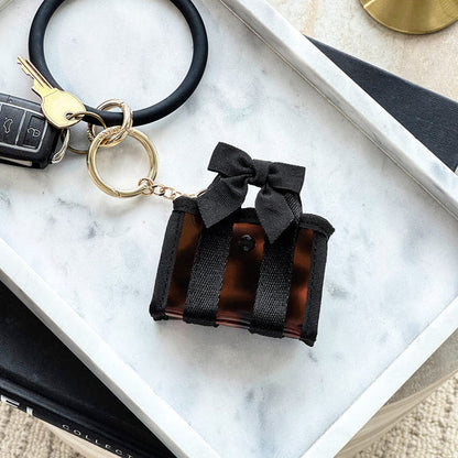 Jelly Tote Key Chain - Tortoise Shell Bow