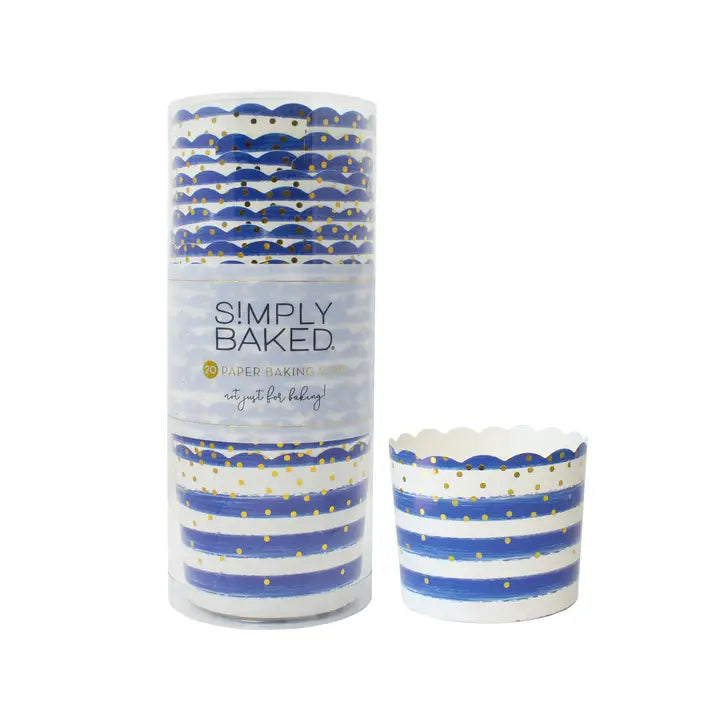 Large Baking Cups -  Blue Confetti Foil