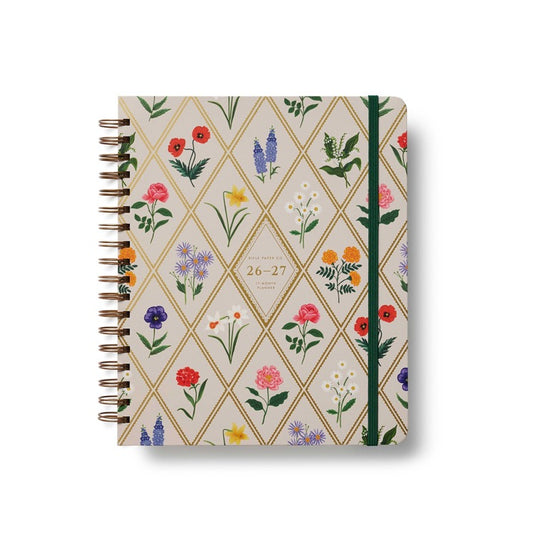 2027 17-Month Academic Hardcover Spiral Planner - Garden Study