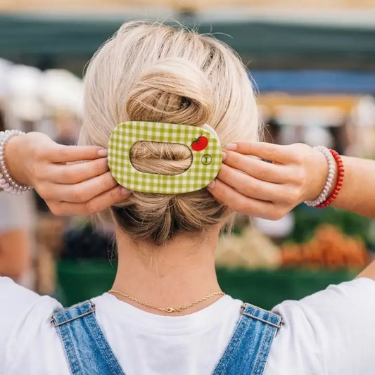 Large Flat Round Hair Clip - Locally Grown Tomato