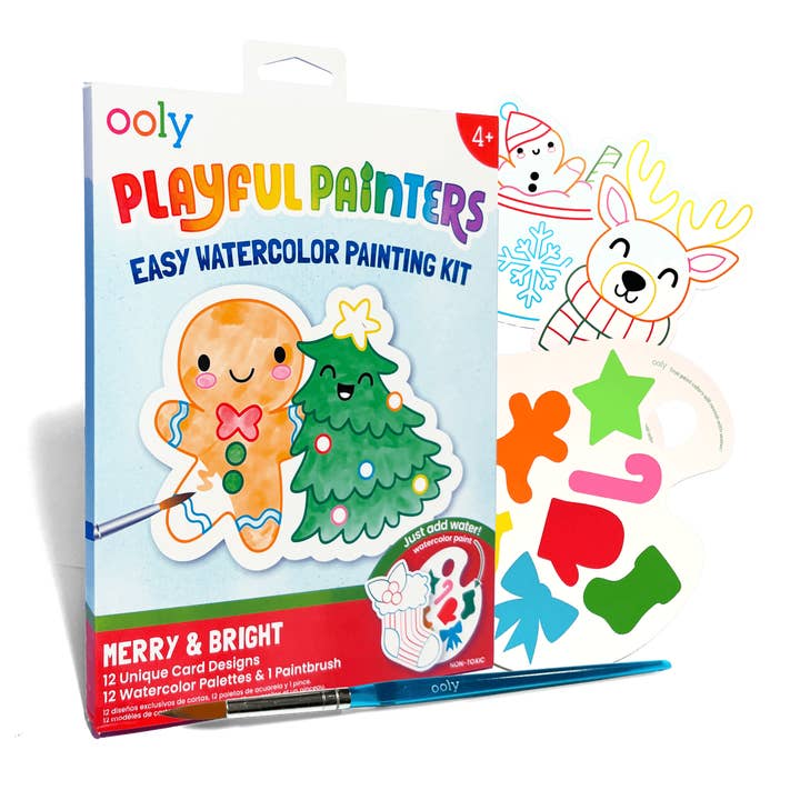 Playful Painters Easy Watercolor Painting Kit - Merry & Bright