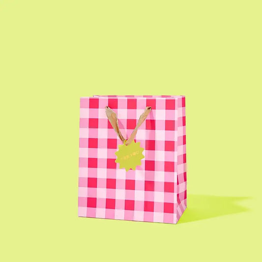 Red + Pink Gingham Gift Bag - Medium