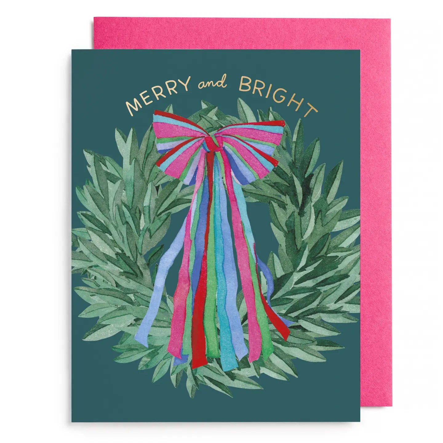 Greeting Card - Colorful Bow Wreath