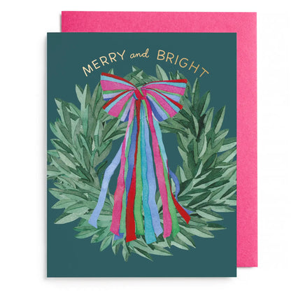 Greeting Card - Colorful Bow Wreath