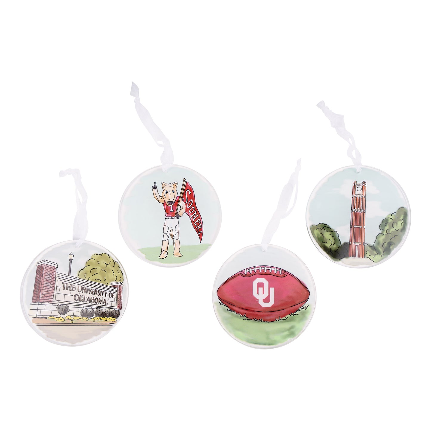 Oklahoma Sooners Ornament Set of 4