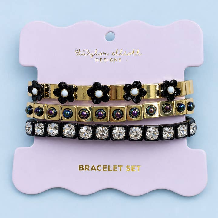 Bracelet Set - Poppy Black + Gold