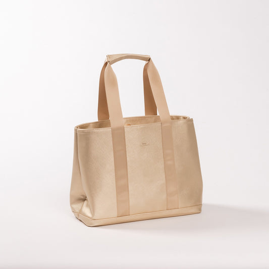 Miss Manors Tote - Gold Faux Leather