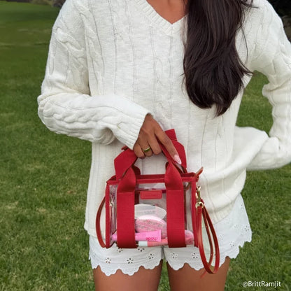 Jelly Clear Stadium Bag - Varsity Red Bow