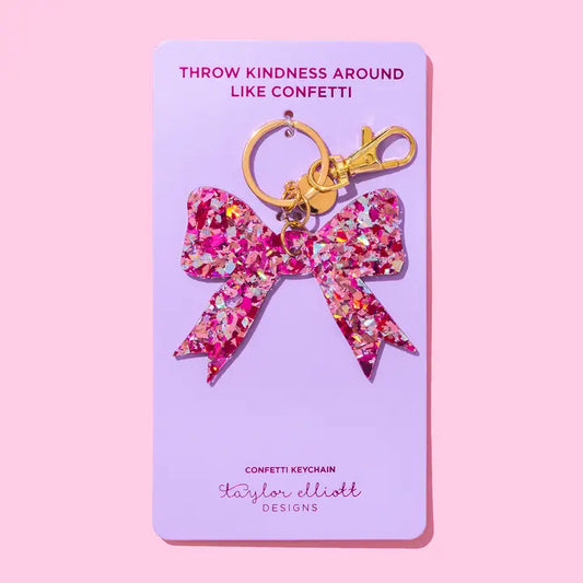 Keychain - Pink Confetti Bow