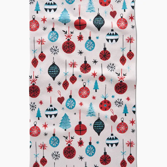 Embroidered Ornaments Tea Towel