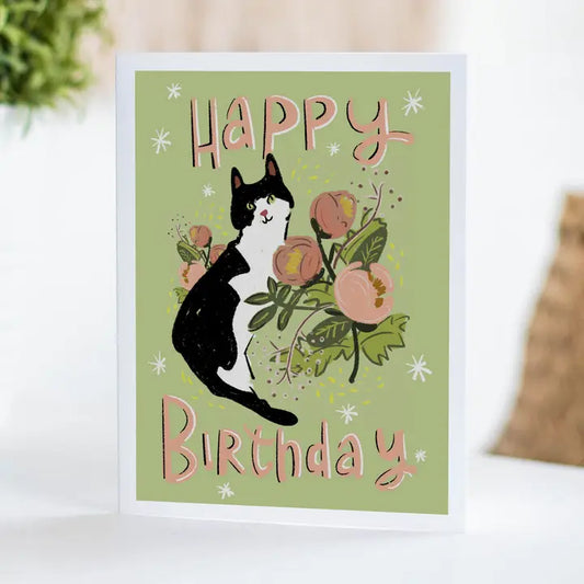 Cat Birthday Card | Floral Cat