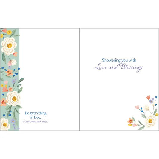 With Scripture Wedding Shower Card - Shower Flower Border
