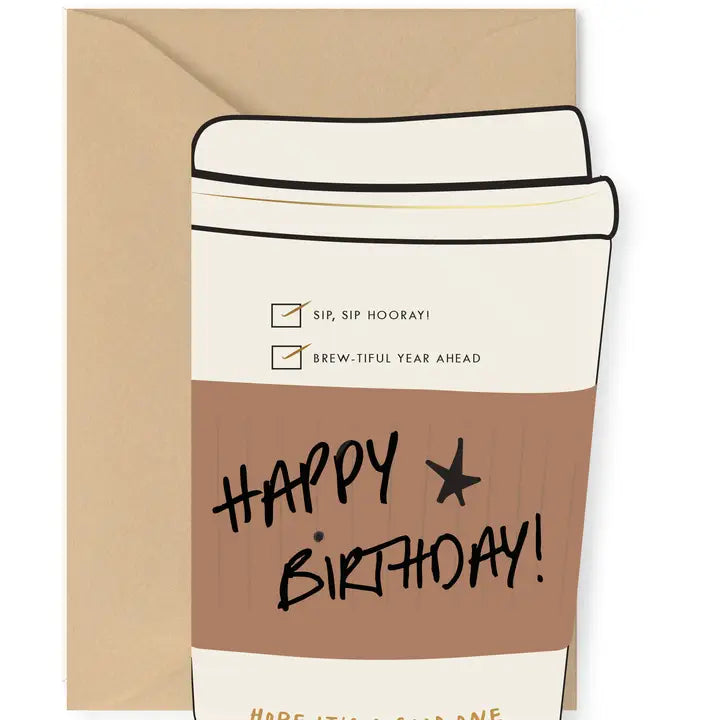 Birthday Coffee Cup Die-Cut Greeting Card