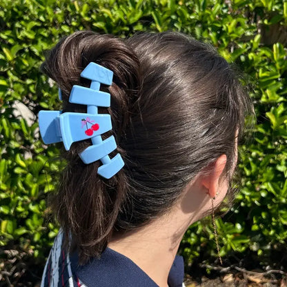 Large Classic Hair Clip - Basket of Cherries