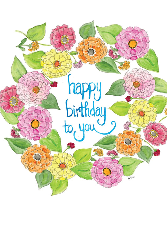 Birthday Card - Birthday Zinnias