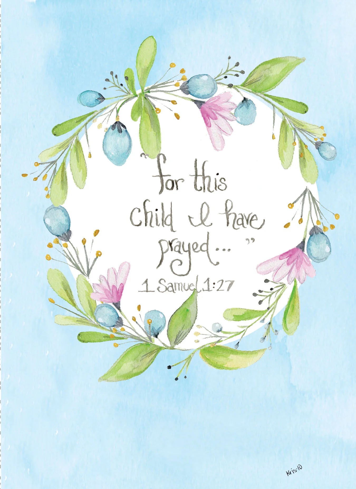 Blue For This Child I Have Prayed Card