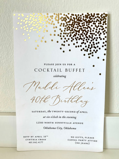 Gold Foil Confetti Dot Invitation - 10 CT