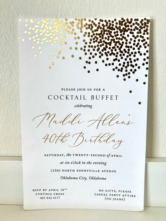Gold Foil Confetti Dot Invitation - 10 CT