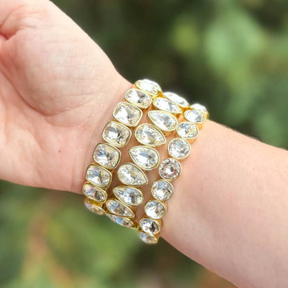 Enamel Stretch Bracelet Set - Clear