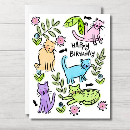 Birthday Card - Cat Garden