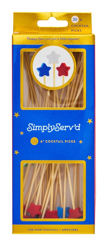 Large Party Pick, 30pk - Red White Blue Stars