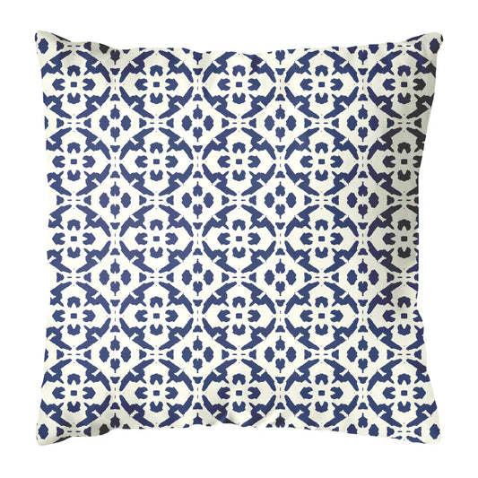 Outdoor Pillow - Porto Tiles Navy - 22x22